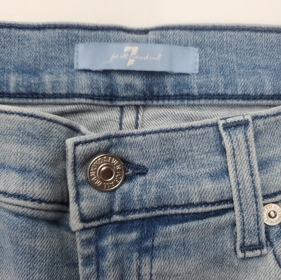 7 For All Mankind Roxanne Shadow Seam Ankle Light Blue Cropped Jeans Size 29 - Picture 2 of 12